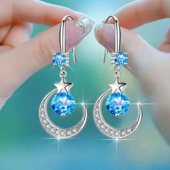Jewelry - 🎀925 Once in a Blue Moon Topaz Diamond Accent Earrings